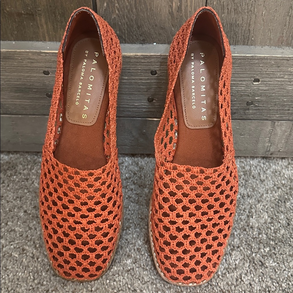 Free People Palomitas Belma Slip on Woven Mesh Coral Flats NEW | Size EU 38 / 8